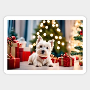 West Highland White Terrier with Christmas Gifts Magnet